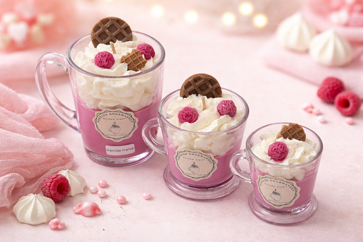 Bougie gourmande Vanille Fraise