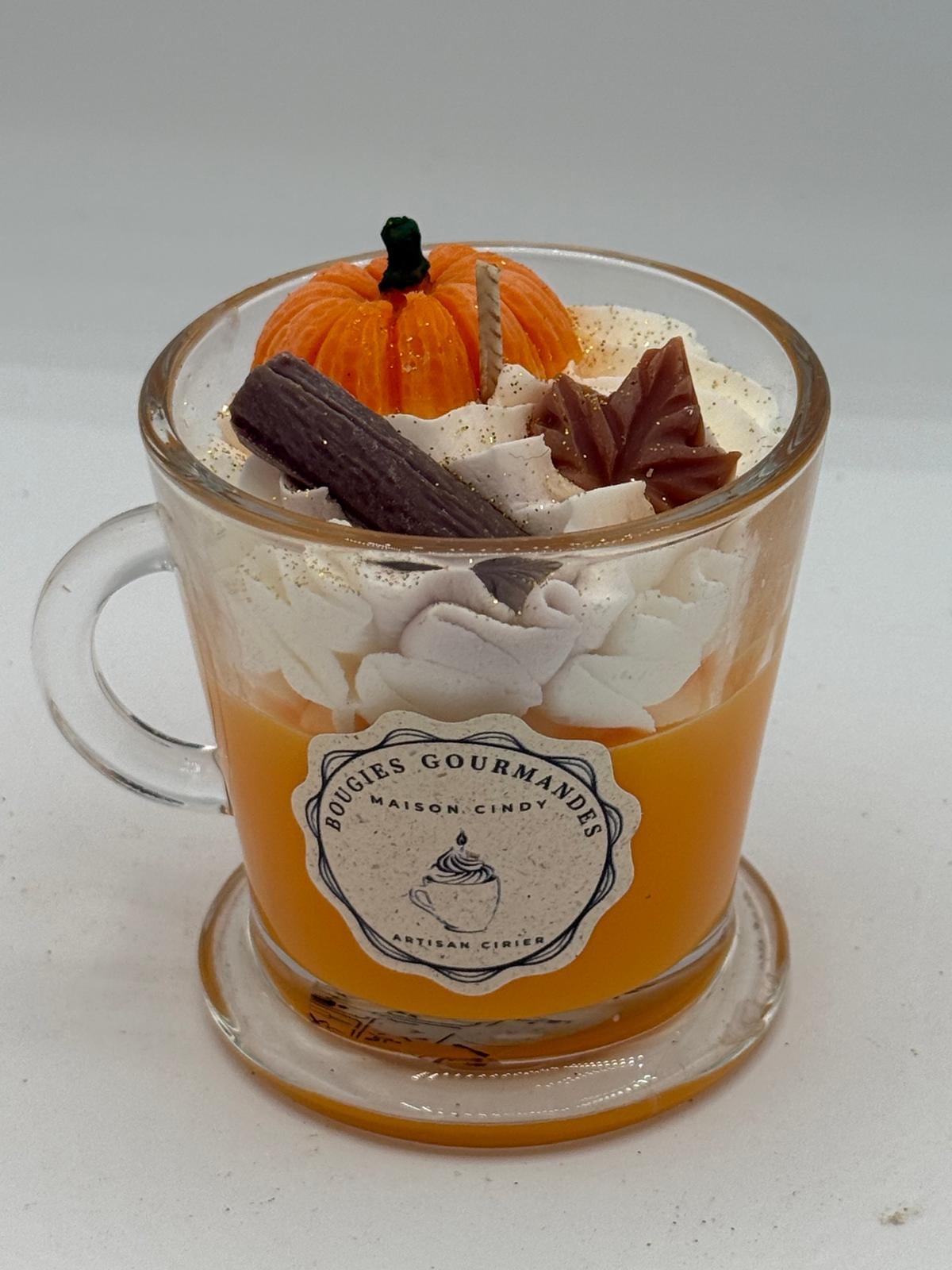 Bougie gourmande Citrouille Givrée 18cl parfum citrouille épicée