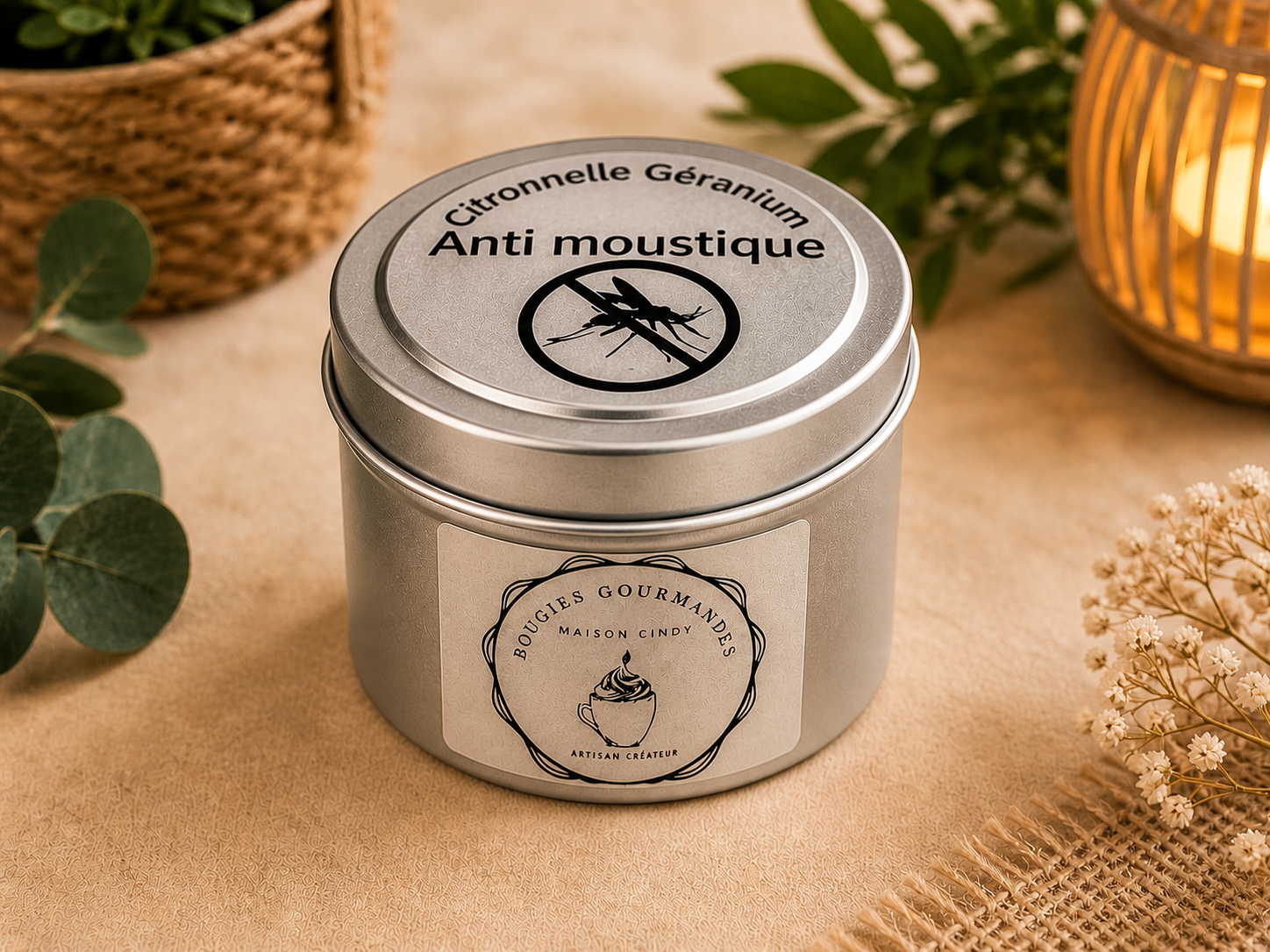 Bougie anti moustique citronnelle géranium artisanale – Image 5