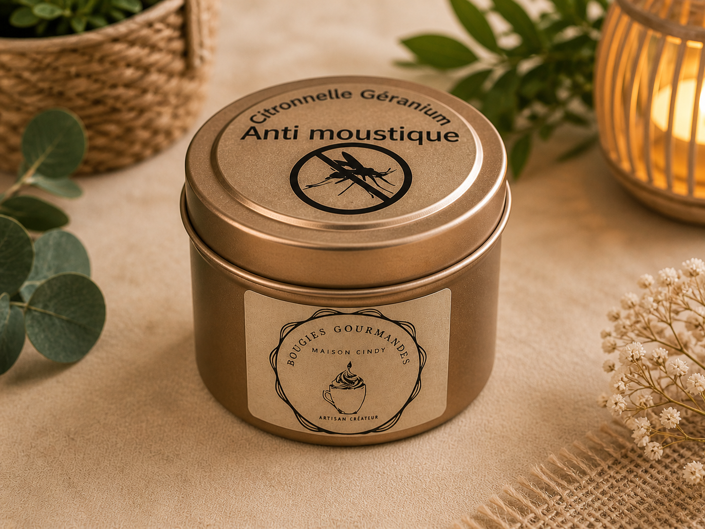 Bougie anti moustique citronnelle géranium artisanale – Image 4
