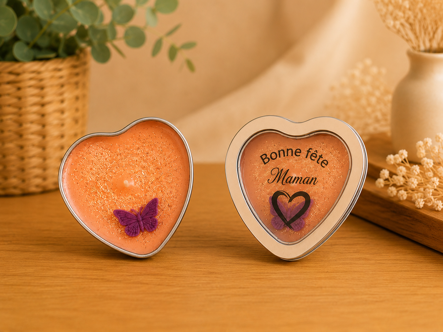 Bougie cœur Bonne Fête Maman – Image 2